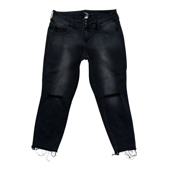 Torrid Plus Size Ankle Skinny Leg Womens 18 Black Stretch Distressed Frayed - Picture 2 of 8